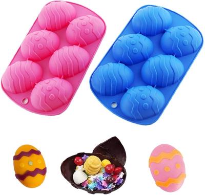 China Hot Sale 6 Cavity Viable Halloween Easter Ice Cube Fondant Baking Egg Lollipop Cake Candy Chocolate Silicone Mold for sale