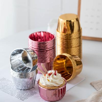 China 50 Pack Gold Cups Gold Foil Cups Disposable Cupcake Baking Cups Disposable Paper Cupcake Liner Cup Liners for sale