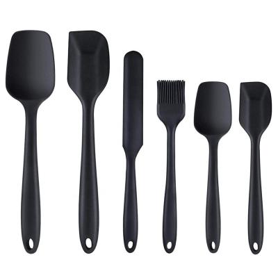 China Hot Selling 6 Pieces Cute Black Kitchen Viable Heat Resistant Silicone Pancake Spatula Spoon Cooking Set for sale