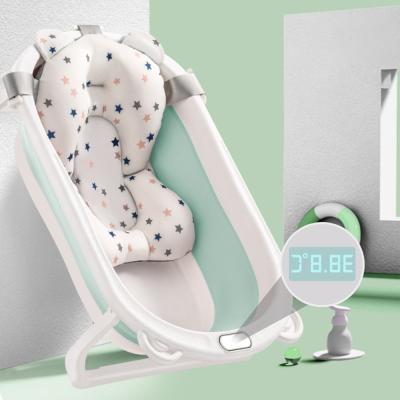 China 2021 Newest Bear Lovely Design Folding Bath Tub, Hot Selling Babies Set Plastic Foldable Baby Bath Tub With Thermometer Detection for sale