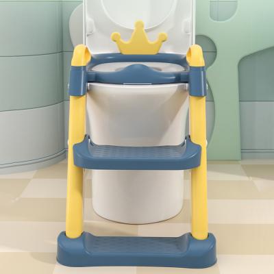 China Wholesale High Quality Foldable Potty 2021 Baby Trainning Baby Child Kid Child Trainning King Crown Colorful Design Toilet Training Potty With Ladder for sale