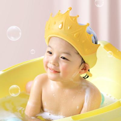 China Baby Bath Baby Shower Cleaning Kids Bathing Adjustable Crown Bath Kids Baby Shower Hat Shampoo Protector Cap for sale