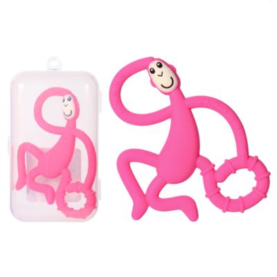 China BPA Free Food Grade Monkey Baby Silicone PP Box Free Teether Toy For Kids Baby Teething Toy Funny Baby Teether With BPA for sale