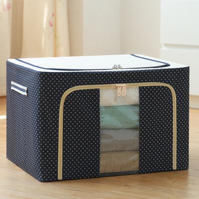 China Steel Frame Sustainable Storage Box, Finished Folding Oxford Tissue Box Quilt Storage Bag With Cover for sale