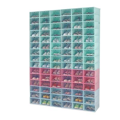 China Wholesale Stackable Clear Transparent Shoe Box Viable, Hot Selling Plastic Shoe Organizer Box For Sneakers for sale