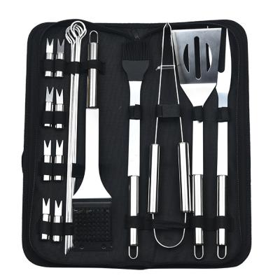 China Thermal Resistance Thermal Heater Amazon Hot Selling Stainless Steel BBQ Tools 20pcs Outdoor Barbecue Grill Utensils Set With Oxford Cloth Case Pack for sale