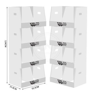 China Customized design division store paper shelf display mall promotion paper rack cardboard floor display stand shelf rack for sale