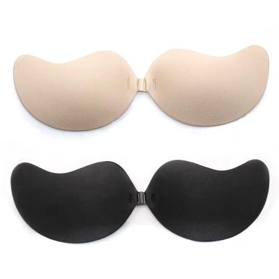 China Mango deep cup bra silicone fabric underwear v-shape stick silicone nipple seamless invisible self-adhesive bra for sale