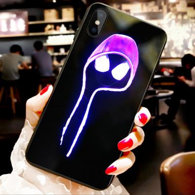 China 2020 Luminous Protector Cover LED Tempered Glass Night Light Phone Case For iPhone 12 Cell Glass Luminous Case For iPhone 12/12pro/12pro SE2 Max for sale