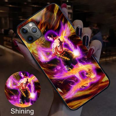 China Newest LED Protector Cover Instant Light Luxury Fashion Glitter Tempered Glass Phone Back Covers For iPhone 12 11 X XR XS 7 Pro Case 8 for sale