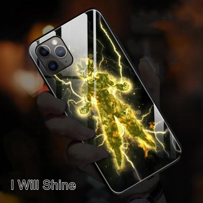 China New Tempered Glass Tempered Glass Glitter Instant Light Luxury Fashion Voice Cover New LED Back Cover Phone Covers For iPhone 12pro 11 X XR XS 7 8 for sale