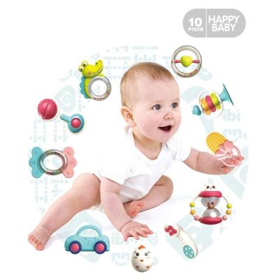 China Non-Toxic Gifts for Infants 10-12pcs with Hand Development Rattle Toys and Storage Box Baby Ratchets Teethers for Newborn Toys for sale