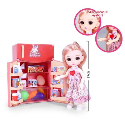 China Hot Sale Non-Toxic Mini Refrigerator Toys with Doll Pretend Play Appliance for Kids, Play Kitchen Set with Kitchen Play Set for sale