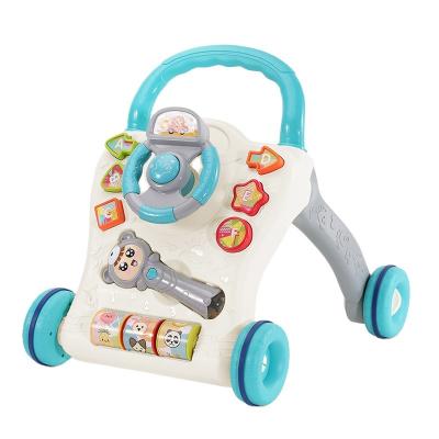 China New Baby Walker Fashion Non-Toxic Simple Adjustable Cheap Cartoon 2 in 1 Wheel Baby Music Push Walker Toy Kid for sale