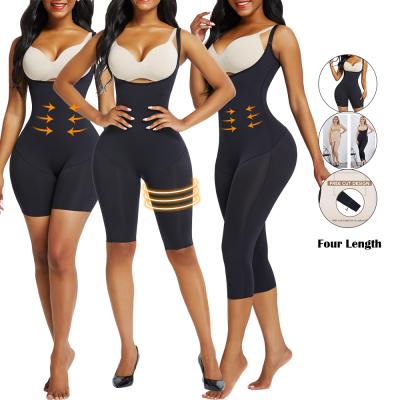 China 2021 Slimmer Bodysuit Gaiters Waist Trainer High Waist Tummy Control Shapewear Breathable Open Thigh Bust Corset Shaper for sale