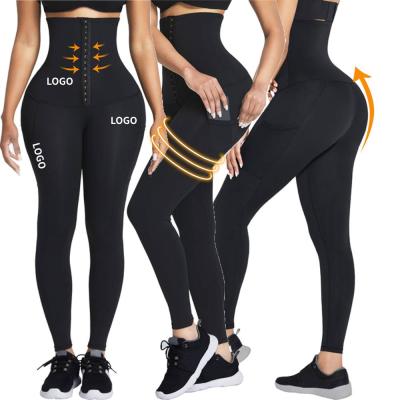 China Antibacterial Plus Size Tummy Control Compression Leggings Fitness Yoga Gym Legging Women Breathable Waist Trainer Gaiters for sale