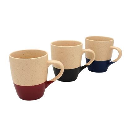 China Viable Wholesale Color Dots Mug 2 Tone Color Ceramic Matte Glazed Coffee Mug for sale