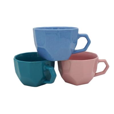 China Sustainable Wholesale Soup Bowl With Handle Matte Glazed Stoneware Color Embossed Jumbo Mug for sale