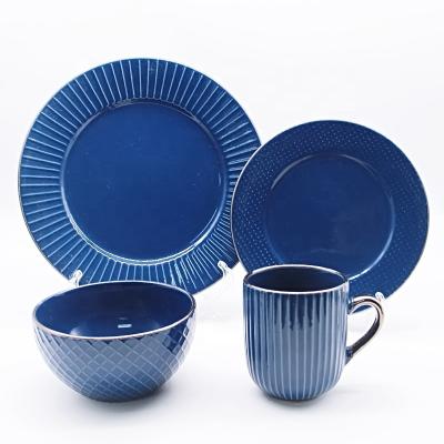 China China Wholesale Viable Relief Effect Ceramic Tableware 16 Pieces Dinner Set for sale