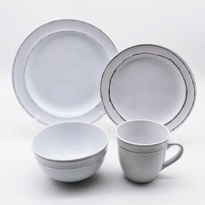 China Sustainable White Dinnerware Set Restaurant Dinnerware Set Ceramic Relief Dishes Cup With Saucer Set for sale