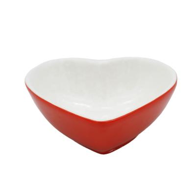 China Stoneware Red Color Disposable Wholesale Heart Shaped Salad Bowl for sale