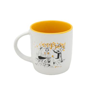 China Viable /Yellow white outer wide printed mugs or blue inner mug with girls toy decal for sale