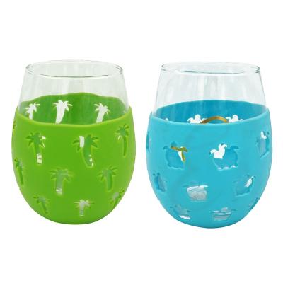 China 17Oz Fashion Stemless Wine Glass Set With Silicone Sleeves for sale