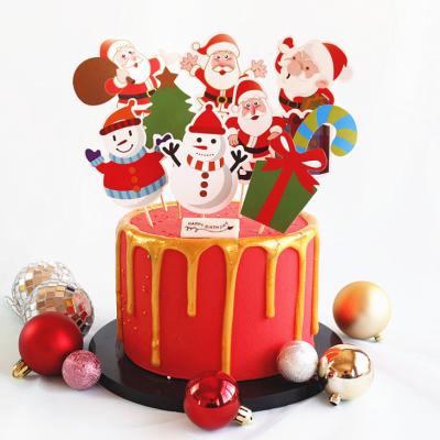 China 8CM Paper and Wooden 24 Pieces Mini Custom Design Cocktail Sticks Cake Topper For Christmas Decoration Toothpick Sets for sale