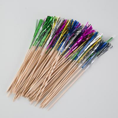 China Aluminum foil wood and hot sell 20 pack food picks for party use regular frill wood cocktail picks for sale