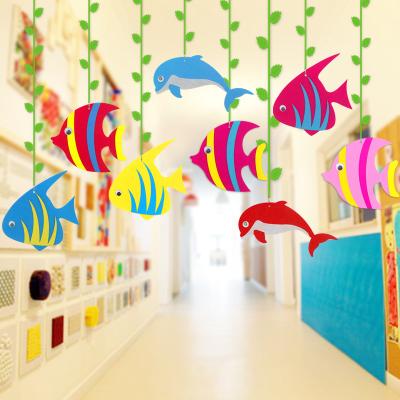 China Eco-friendly DIY 6 Pieces Fish Shaped Felt Nonwoven Fabric Pendant Toys For Decoration Kids Like for sale