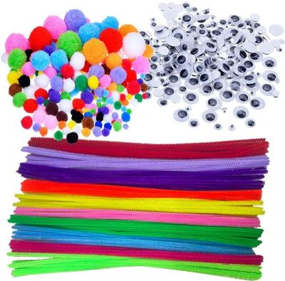 China DIY Opener 102 Pieces Craft Set Pom Poms Craft Cleaners Pipe DIY and Self Adhesive Bustling Googly Eyes for Kid Craft for sale