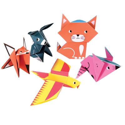 China Recycled Materials Wholesale Colorful Handmade Craft Papers DIY Origami Animal Paper For Kids Folding Card Game Set Origami Animals for sale