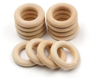 China 30mm Solid Wood Ring Without Paint DIY Connectors Unfinished Natural Material Craft Rings Jewelry Making 30mm Wooden Rings for sale