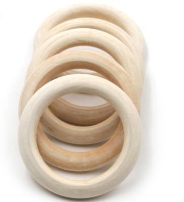 China Natural Material Wooden Rings For Crafts Solid Wood DIY Unfinished Ring Without Paint Connectors Jewelry Making 50mm Wooden Rings for sale