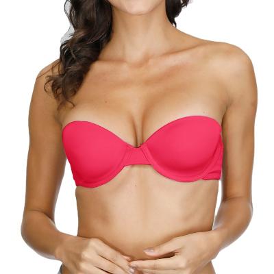 China High Quality One Piece Light Padded Red Seamless Strapless Bra Sexy Girly Soft Tube Bra for sale