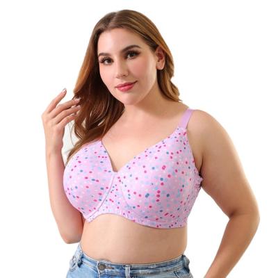 China Best Selling Custom Cup One Piece Logo Underwire Light Pad Purple Dot Deep Cup Bra Oversized plus size bra for sale