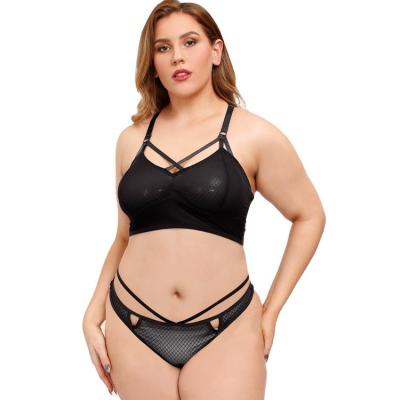 China QUICK DRY no cup lightly unlined full wire plus size women underwear sexy thong bra set big size lingerie for sale