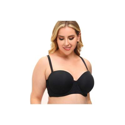 China Huge spacer bra! High Quality Lace Underwire 85B-115E plus size black strapless bra padded lift up bra for sale