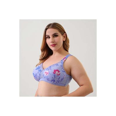 China Custom Logo Bestseller QUICK DRY Light Pad Strap On Full Cup Wireless Floral Plus Size Bra Large Cup 40DD 46DDD 48DDD for sale