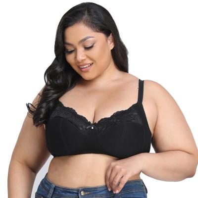 China Antibacterial Big Cup H I J K Cup No Wire Slightly Unlined Plus Size Women Underwear Lace UK Black Sexy Bra for sale