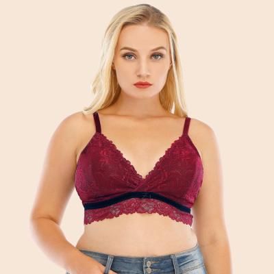 China Radio Slightly Unlined One Piece Plus Size Sexy Lingerie Softly Lace Up Bra XL-5XL Large Size Red Brattle Ladies for sale