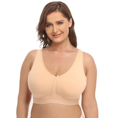 China Antibacterial No Pad No Wire Full Cup Plus Size Cotton Seamless Bra Relieve Minimizer Sleepless Bra for sale