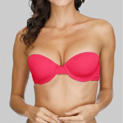 China Red seamless strapless bra protection girl sexy soft lightweight one piece tube top bra for sale