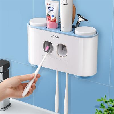 China Wall Mounted Automatic Electric Tooth Pastetooth Dispenser Squeezer Bathroom Organizer Storage Magnetic Cup Viable Toothbrush Holders for sale