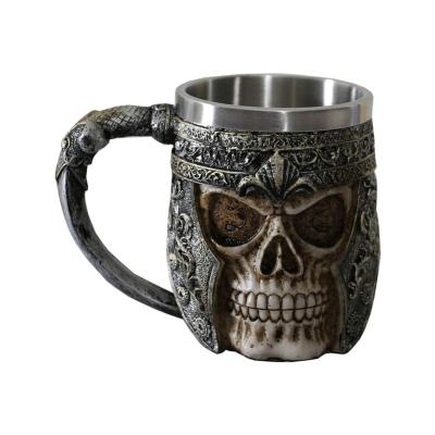 China Viking Skull Beer Mugs Stainless Steel Coating Unbreakable Skull Coffee Mug 13oz Gift For Men Father's Day Gifts for sale