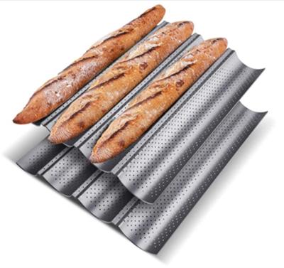 China Durable Non-Stick Baguette Pans For French Bread Baking Carbon Steel (4 Loaves 15