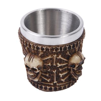 China Portable Stainless Steel and Shatterproof Coffee Mug Mug Beer Skull and Resin Tankard Skeleton for sale