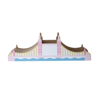 China Sustainable High Quality Eco-friendly Cardboard Puzzle London Bridge Cat Scratcher House for sale