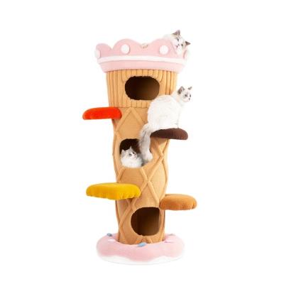 China Viable Luxury Solid Stable Fiberboard Particle Board Cat Tree For Multi Cat High Quality Board for sale