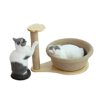 China Wooden and Sisal Cat Scratching Post With Cat Nest/Cat Scratching Bed/Cat Bed Viable for sale